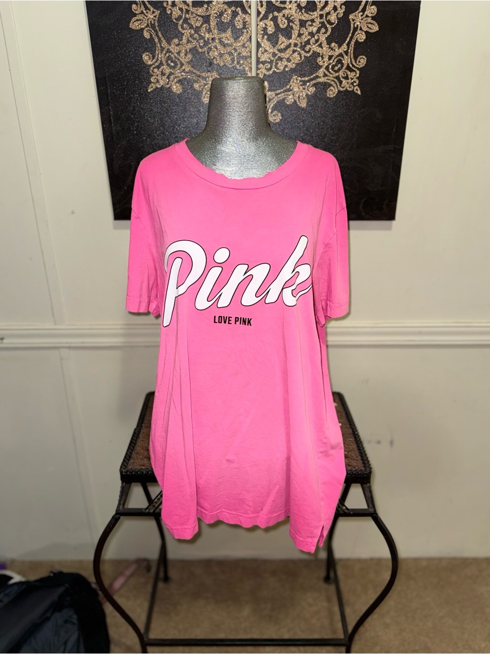 PINK Victoria's Secret Hot Pink 'Pink' Graphic Short Sleeve Tee